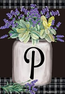 farmhouse monogram letter p garden flag floral briarwood lane 12.5″ x 18″