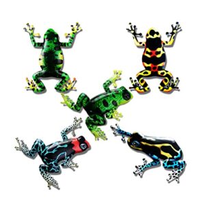 onebest 5 pack metal frog wall decor,outdoor garden frog ornaments,iron frog wall sculpture art,metal climbing frog wall hanging decorations for garden,fence,home