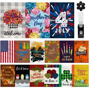 15-pack garden flags 12×18 double sided, garden flags for all seasons, seasonal garden flags set, holiday garden flags for outside, small outdoor decorative yard flags