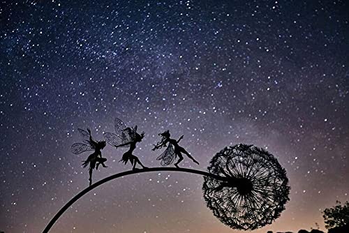 WSZYBAY Garden Decoration, Wind Spinners for Yard and Garden, an Artistic Sculpture of A Fairy Dancing with A Dandelion, Art Decorations for Garden Outdoor Yard Lawn Patio(Color:B) (Color : A)