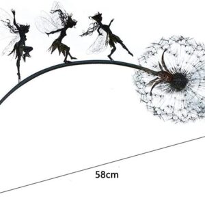 WSZYBAY Garden Decoration, Wind Spinners for Yard and Garden, an Artistic Sculpture of A Fairy Dancing with A Dandelion, Art Decorations for Garden Outdoor Yard Lawn Patio(Color:B) (Color : A)