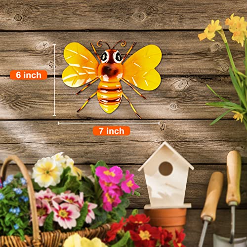 Canabear Metal Bee Wall Decor Art, Iron Bee Hanging Decorations for Outdoor Home Garden Lawn Fence Patio Yard Art