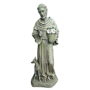 chrui st francis garden statues, solar 20 inch saint francis of assisi catholic christian yard decor lawn garden patio outdoor sculptures garden art decorations