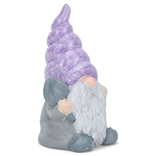 Napco Mini Spring Gnome with Shovel 5.25 Inch Tall Blue Speckled Ceramic Garden Figurine