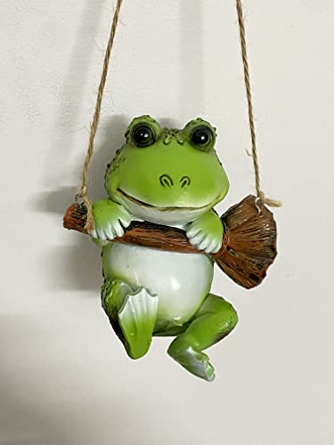 SHUT Frog Garden Statues Outdoor Decor Outside Swing Frog Figurines for for Patio Yard Lawn Porch Ornament Gift