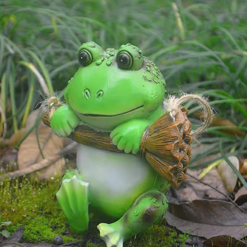 SHUT Frog Garden Statues Outdoor Decor Outside Swing Frog Figurines for for Patio Yard Lawn Porch Ornament Gift