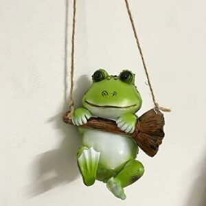 SHUT Frog Garden Statues Outdoor Decor Outside Swing Frog Figurines for for Patio Yard Lawn Porch Ornament Gift