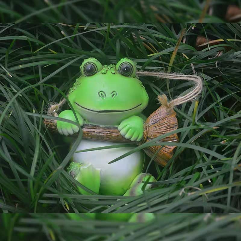 SHUT Frog Garden Statues Outdoor Decor Outside Swing Frog Figurines for for Patio Yard Lawn Porch Ornament Gift