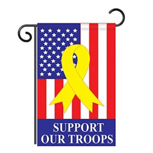 support our troops garden flag home decor armed forces military service all branches honor decorations veteran official applique stitched tapestry wall american memorabilia banner remembrance retire outdoor memorial veteran gifts