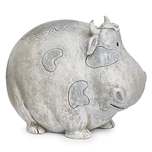 Roman Garden - Cow Statue, 7.75" H, Pudgy Pals Collection, Resin and Dolomite, Decorative, Garden Gift, Home Outdoor Decor, Durable, Long Lasting