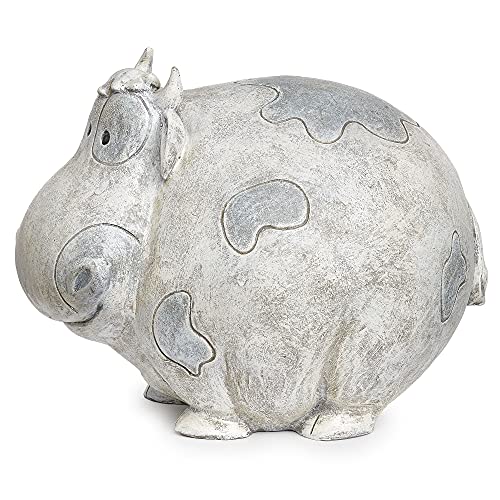 Roman Garden - Cow Statue, 7.75" H, Pudgy Pals Collection, Resin and Dolomite, Decorative, Garden Gift, Home Outdoor Decor, Durable, Long Lasting