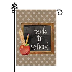 polka dot garden flag back to school chalkboard apple 12.5 x 18 inch burlap vertical double sided outdoor decorations party deco