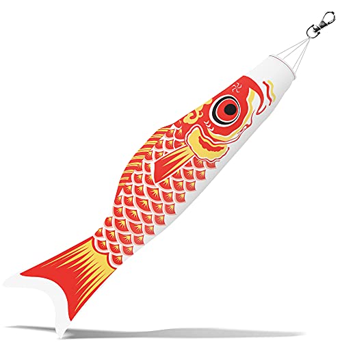 Anley 26 Inch Japan Koi Fish Flag Carp Windsock Streamer - Japanese Koinobori Traditional Hanging Flag & Banner for Children's Day - Outdoor Decorations Garden Backyard Décor Breeze Flying Fish