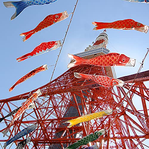Anley 26 Inch Japan Koi Fish Flag Carp Windsock Streamer - Japanese Koinobori Traditional Hanging Flag & Banner for Children's Day - Outdoor Decorations Garden Backyard Décor Breeze Flying Fish