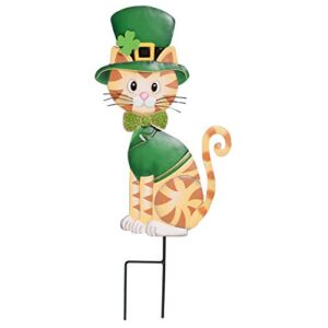 st. patrick’s day cat lawn stake by fox river creations, outdoor yard stake décor, metal