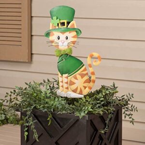 St. Patrick’s Day Cat Lawn Stake by Fox River Creations, Outdoor Yard Stake Décor, Metal