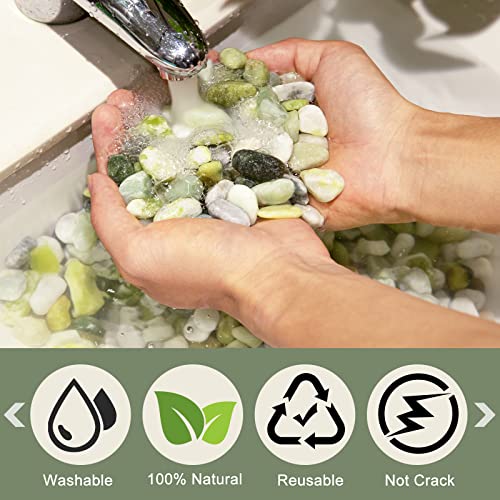 Future Way 10lbs Jade Rocks for Plants, Decorative Pebbles for Bamboo, Fish Tank, Aquarium, Terrarium, Landscaping, Vases, 3/4 to 1 1/4 Inch, Matte Texture and Smooth Edge