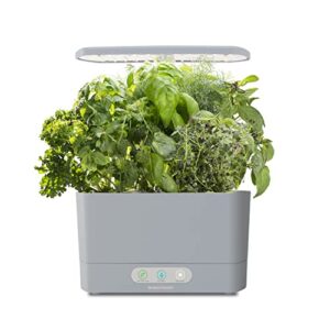 aerogarden harvest indoor garden, grow up to 6 different herbs, vegetables, and flowers, seed pod kit not included, cool gray