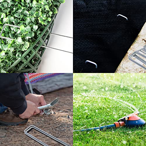 100 Pcs Garden Staples 6 Inch U-Shaped Landscape Staples,11 Gauge Heavy Galvanized Garden Staples are Suitable for Outdoor Fabric Irrigation Hoses, Artificial Turf Nails, Fixed Fences and Tents.