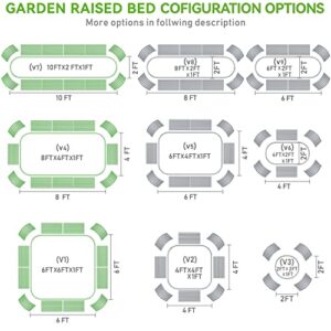 Mostmahes 2 PCS 10x2x1/8x4x1/6x6x1ft Outdoor Galvanized Raised Garden Bed for Flowers, 9 in 1 Adjustable Raised Planter Box, Backyard Metal Raised Garden Bed for Plant