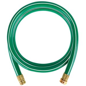 worth garden short hose 5/8 in. x 15 ft. no leak, durable and lightweight green pvc garden water hose with solid aluminum hose fittings, male to female fittings, 8 years warranty