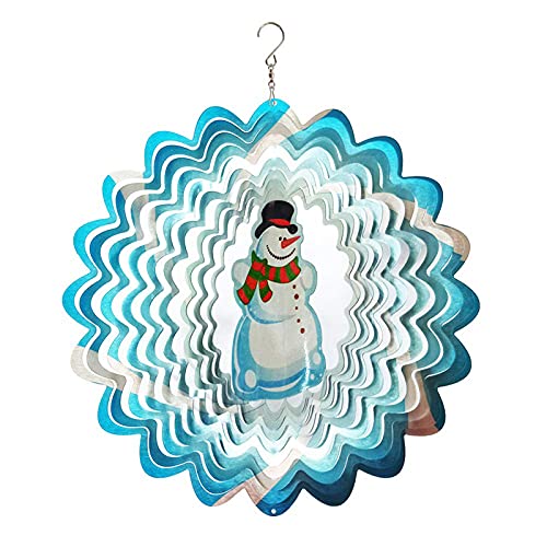 FONMY Wind Spinner 3D Stainless Steel Christmas Decoration Garden Decoration Indoor Outdoor Hanging Ornament Worth Gift 12 inch Snowman Metal Wind Spinners