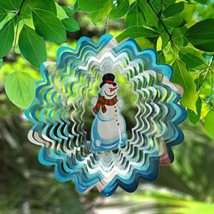 FONMY Wind Spinner 3D Stainless Steel Christmas Decoration Garden Decoration Indoor Outdoor Hanging Ornament Worth Gift 12 inch Snowman Metal Wind Spinners