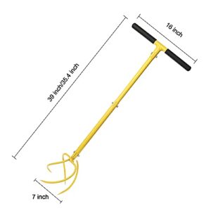 BARAYSTUS Height Adjustable Hand Tiller Garden Claw Twist Tiller Cultivator Tiller Soil Lossener Lawn Aerator Areator Loosen, Rototiller, Garden Bed and Plant Box Cultivator, Garden Tools.