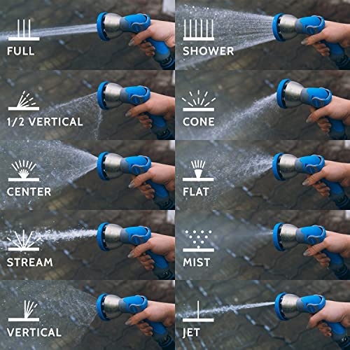 INNAV8 Water Hose Nozzle Sprayer - Features 10 Spray Patterns, Thumb Control, On Off Valve for Easy Water Control - HIGH Pressure Garden Hose Nozzle for Garden Hose - Garden Hose Spray Nozzle for Hose