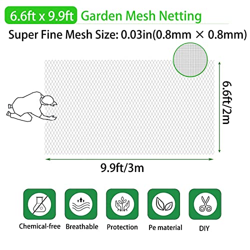 Ultra Fine Garden Mesh Netting, 6.6 x 9.9FT Bird Screen Barrier Netting, Thicken Plant Covers Protect Plant Fruits Flower Vegetable Health Growing