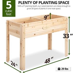 Boldly Growing Cedar Raised Planter Box with Legs – Elevated Wood Raised Garden Bed Kit – Grow Herbs and Vegetables Outdoors – Naturally Rot-Resistant - Unmatched Strength Lasts Years (4x2)