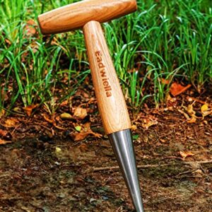 Dibber Garden Tool Seed Planter Tool Dibber Seed Dispenser for Planting Steel Garden Dibber with Wood T-Shaped Handle 11 inch for Gardening,Sowing Seeds,Transplanting Plants,Planting Bulbs,Digging