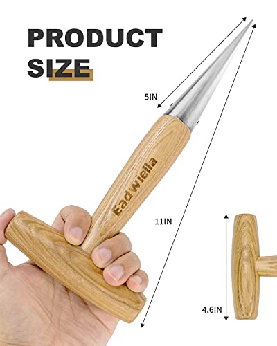 Dibber Garden Tool Seed Planter Tool Dibber Seed Dispenser for Planting Steel Garden Dibber with Wood T-Shaped Handle 11 inch for Gardening,Sowing Seeds,Transplanting Plants,Planting Bulbs,Digging