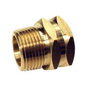 GESHATEN 3/4” GHT Female x 3/4” NPT Male Connector, GHT to NPT Adapter Brass Fitting, Garden Hose Adapter, Industrial Metal Brass Garden Hose to Pipe Fittings Connect (2 Pack)