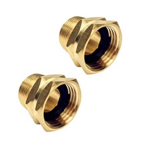 geshaten 3/4” ght female x 3/4” npt male connector, ght to npt adapter brass fitting, garden hose adapter, industrial metal brass garden hose to pipe fittings connect (2 pack)
