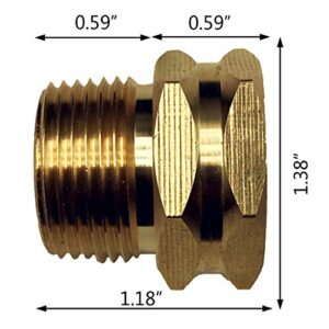 GESHATEN 3/4” GHT Female x 3/4” NPT Male Connector, GHT to NPT Adapter Brass Fitting, Garden Hose Adapter, Industrial Metal Brass Garden Hose to Pipe Fittings Connect (2 Pack)