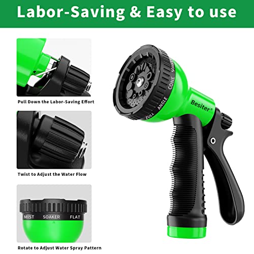 Besiter Garden Hose Nozzle Sprayer: 2 Pack 10 Patterns Water Spray Nozzles for Garden Hose Heavy Duty Hose Head Hose Attachment for Car Wash and Lawn