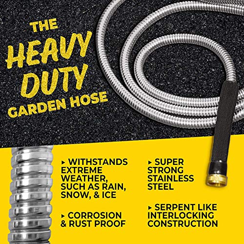 Bionic Steel PRO Garden Hose - 304 Stainless Steel Metal 75 Foot Garden Hose – Heavy Duty Garden Hose Lightweight, Kink-Free, Stronger Than Ever with Brass Fittings and On/Off Valve – 2021 Model