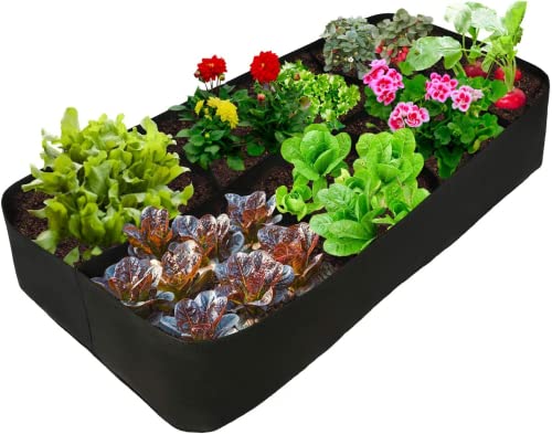 Viycuho Fabric Raised Garden Bed, 135 Gallon 8 Holes Rectangle Breathable Planting Container Grow Bag Planter Pot for Plants, Flowers and Vegetables (1 Rectangular)