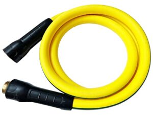 zilim hybrid lead in garden water hose 5/8 in x 6ft, heavy-duty super flexible with swivel grip handle female and 3/4″ ght solid brass fittings, operate 160 psi