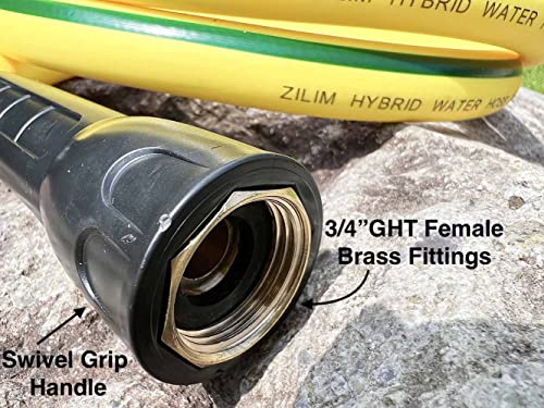 ZILIM Hybrid Lead In Garden Water Hose 5/8 in X 6FT, Heavy-duty Super Flexible with Swivel Grip Handle Female and 3/4" GHT Solid Brass Fittings, Operate 160 PSI