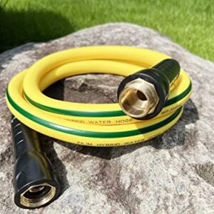 ZILIM Hybrid Lead In Garden Water Hose 5/8 in X 6FT, Heavy-duty Super Flexible with Swivel Grip Handle Female and 3/4" GHT Solid Brass Fittings, Operate 160 PSI