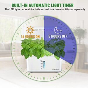 Indoor Garden Hydroponic Growing System: Ahopegarden Plant Germination Kit Aeroponic Herb Vegetable Growth Lamp Countertop with LED Grow Light - Hydrophonic Planter Grower Harvest Veggie Lettuce