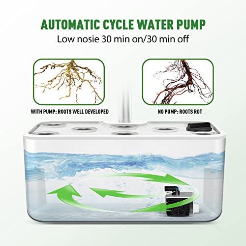 Indoor Garden Hydroponic Growing System: Ahopegarden Plant Germination Kit Aeroponic Herb Vegetable Growth Lamp Countertop with LED Grow Light - Hydrophonic Planter Grower Harvest Veggie Lettuce
