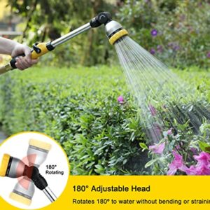 FANHAO 16 Inches Garden Watering Wand, 180° Rotating Head Hose Wand with Thumb Control Shut Off Valve 8 Patterns Heavy Duty Garden Hose Nozzle