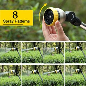 FANHAO 16 Inches Garden Watering Wand, 180° Rotating Head Hose Wand with Thumb Control Shut Off Valve 8 Patterns Heavy Duty Garden Hose Nozzle