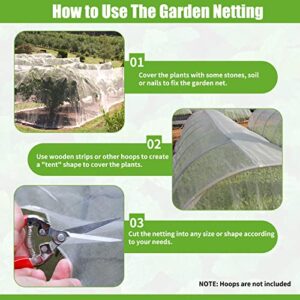 JIFTOK Ultra Fine Garden Mesh Netting, 8×24FT Plant Covers Insect Bird Protection Netting for Vegetable Fruits Flowers Crops Greenhouse Row Cover Raised Garden Bed Cover Screen Netting