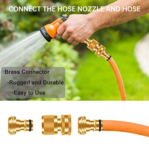 FRQNTKPA Garden Hose Quick Connector, No-Leak 3/4 Inch GHT Thread Fitting Water Hose Female Adapter and Male Adapter, Heavy-Duty Rust Resistant Brass Water Pipe Connect, Easy to Use (6 Pack