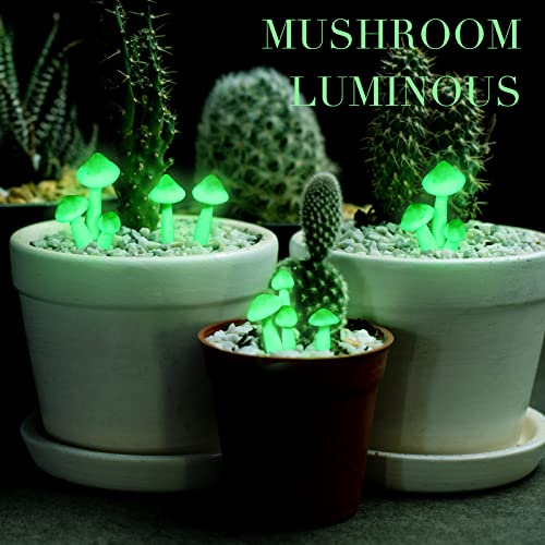 5 Pcs Luminous Mushroom Lights Miniature Garden Mushrooms Outdoor Decor Waterproof Glow in The Dark Mushroom Yard Decor for Outdoor Fairy Garden Micro Landscape Flower Pot Christmas Tree Decorations