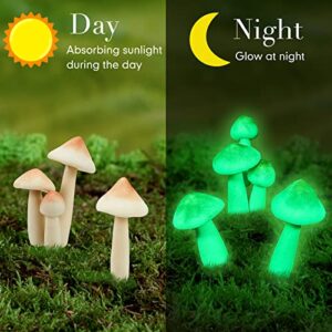 5 Pcs Luminous Mushroom Lights Miniature Garden Mushrooms Outdoor Decor Waterproof Glow in The Dark Mushroom Yard Decor for Outdoor Fairy Garden Micro Landscape Flower Pot Christmas Tree Decorations